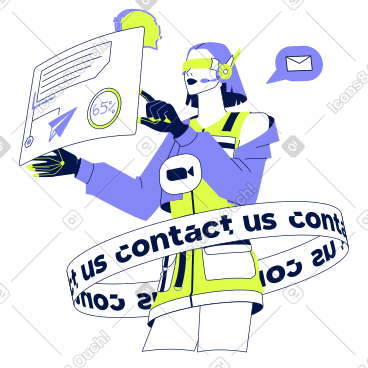 Text contact us lettering around support operator PNG, SVG