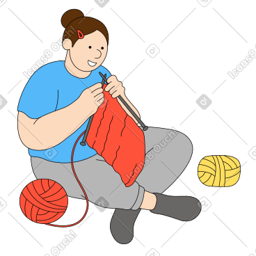 Enjoying a hobby, woman knitting PNG, SVG