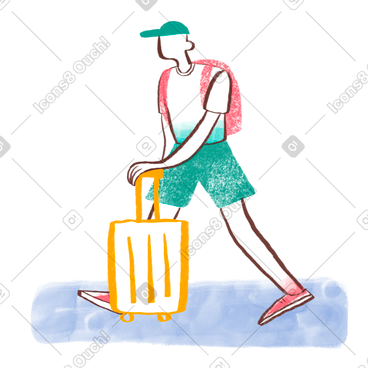 Hombre que viaja con una maleta PNG, SVG