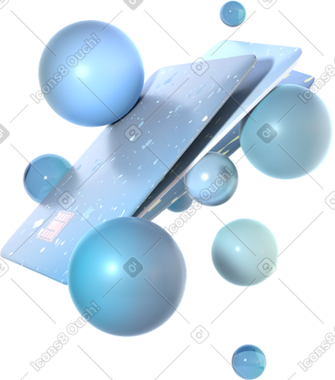 Floating monochrome credit cards and pearlescent spheres  PNG, SVG