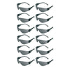 12 Pair Black Protective Safety Glasses with Grey Smoke Lens Lenses