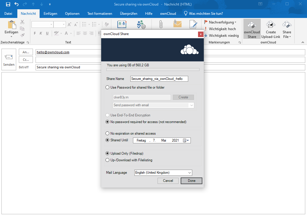 ownCloud Outlook Plugin