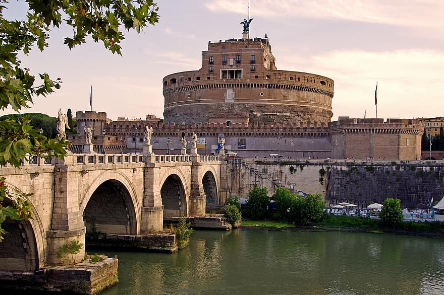 Rome, Italie, Capitale, paysage, pont, Tibre, castel sant'angelo, pont sant'angelo