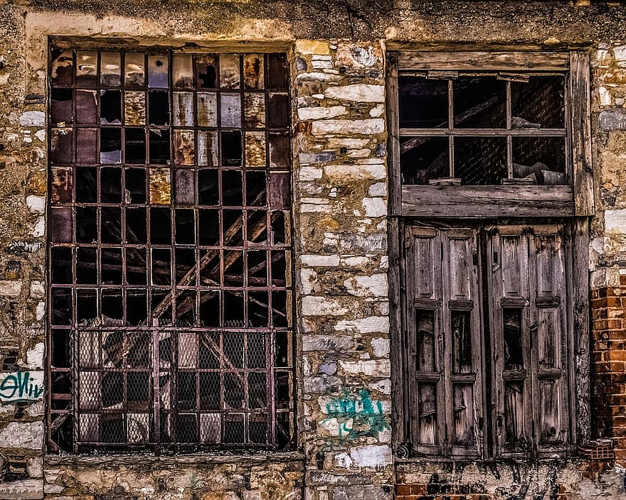 windows, factory, decay, grunge, abandoned, broken, urban, wall, dirty, industrial, building