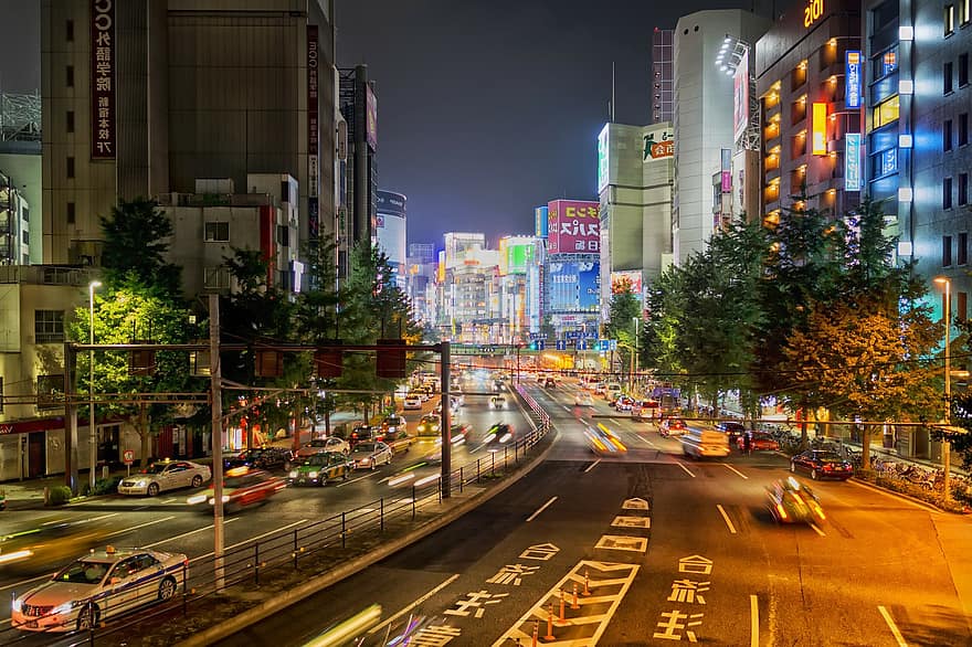 tokio, Japón, ciudad, ciudades, urbano, calle, arquitectura, noche, luces, reflexión, reflexiones