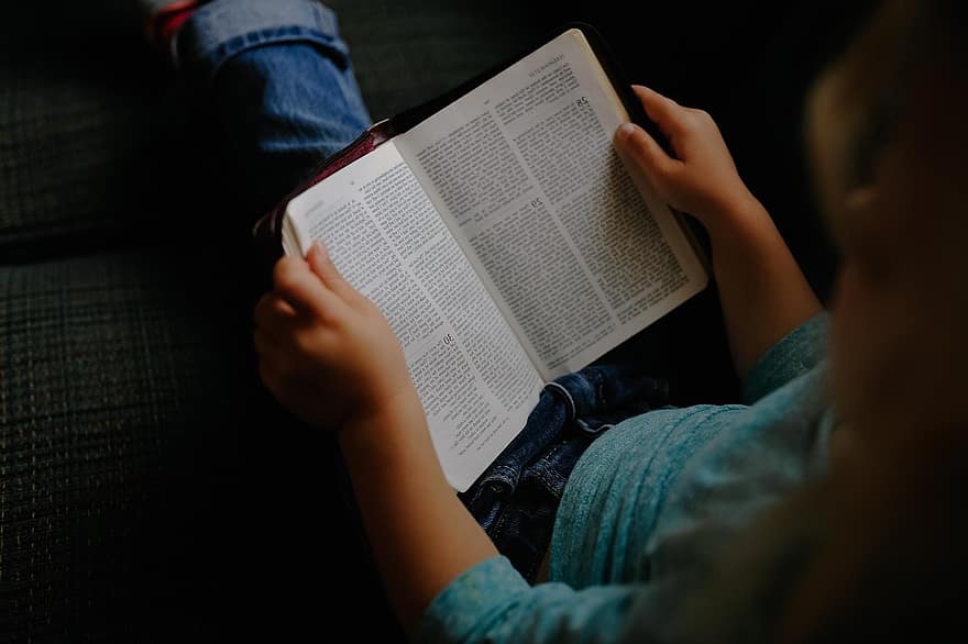 kind, meisje, lezing, boek, Bijbel