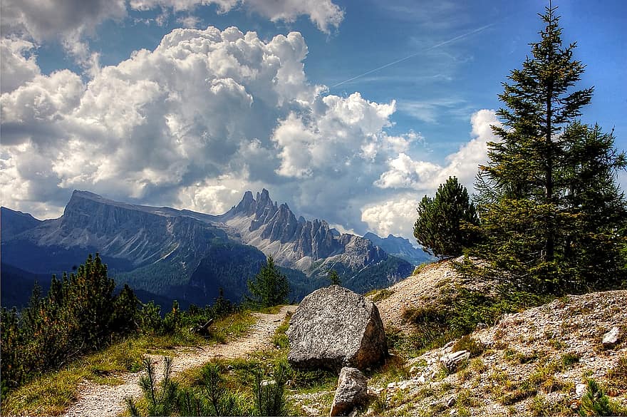 croda da lago, dolomīti, Itālija, raksturs, zils, vasarā, debesis, kalnu, brīvdienas, kalni, pārgājieni