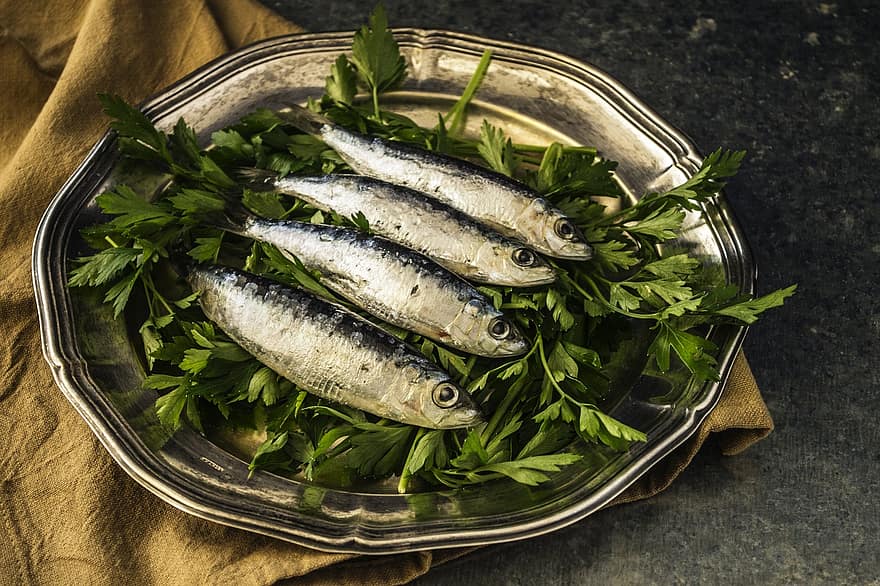 sardiner, fisk, frokost, sund og rask, plade, lækker, omega, forberedt, aftensmad, traditionel, appetitvækker