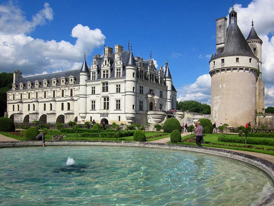 Chenonceau, Лоара, замък, Франция, архитектура, туризъм, Европа, Ренесанс, забележителност, дворец, средновековен