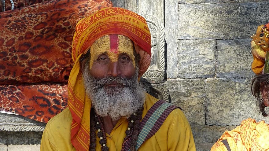 art, portrait, Humain, bart, adulte, homme, visage, saint, sadhu, Népal