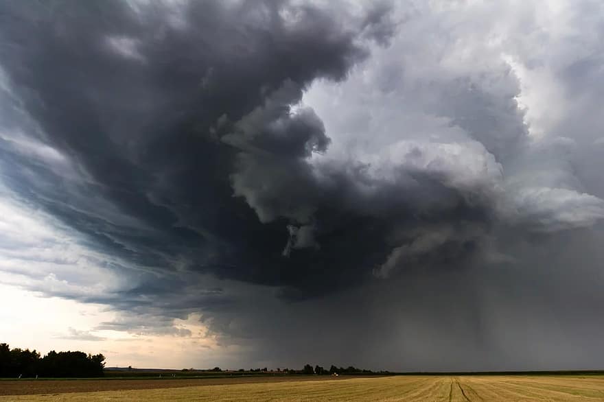 storm, åskväder, supercell, natur, landskap, framåt-, moln, RFD, molnbas, updraft, fällning