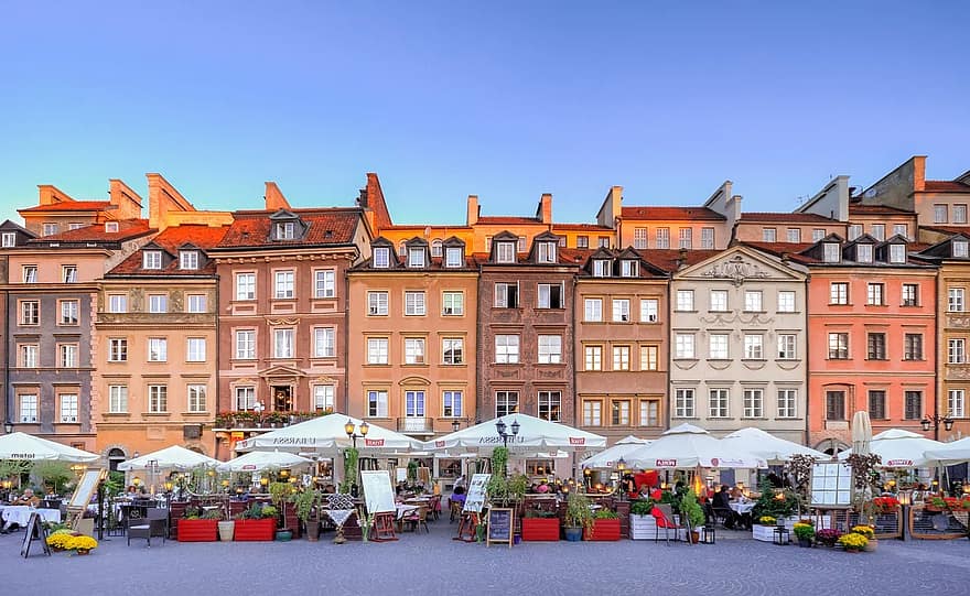 warszawa, gammal stad, Europa, resa, turism, polen, stad, arkitektur, gata, himmel, stadsbild