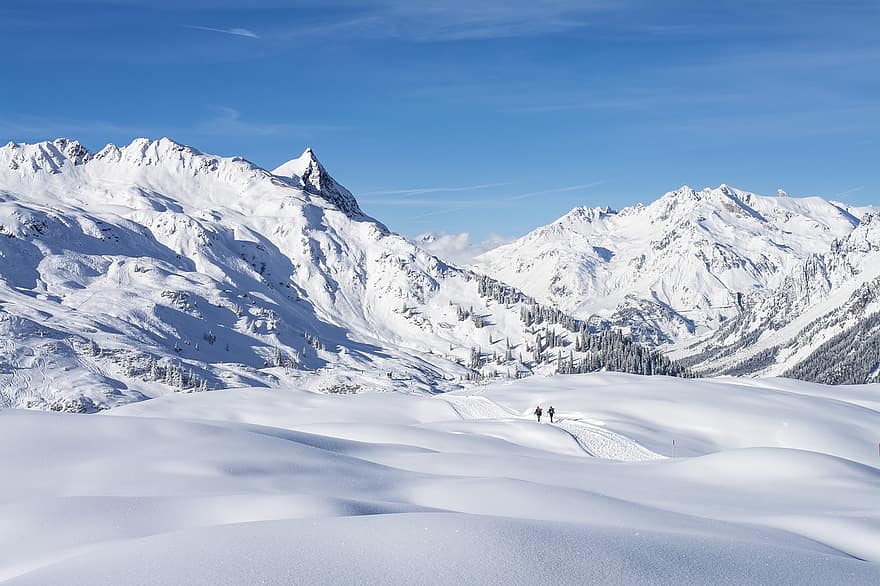 Форарльберг, голова солнца, Klostertal, высокогорный, Австрия, зона катания, природа, человек, Посмотреть, пейзаж, горы