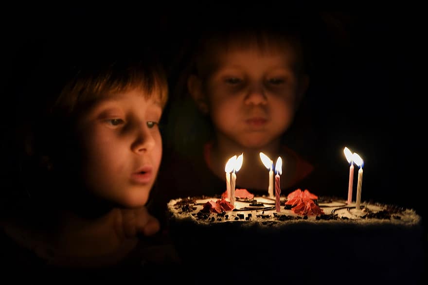 vela, día de nacimiento, destello, luz de una vela, gente, quemado, oscuridad, los niños, velas, pastel, punto de acceso