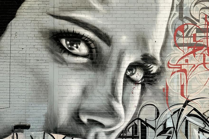 visage femme, graffiti, grunge, art de rue, mur de graffitis, art de graffiti, artistique, art, Urbain, ville, mural