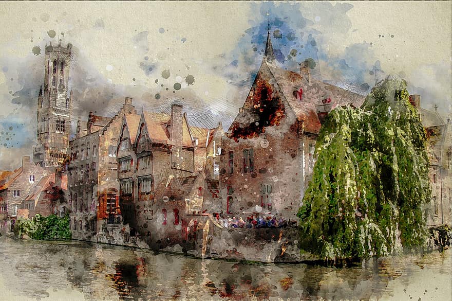 beffroi, la tour, Bruges, canal, romantique, historiquement, lieux d'intérêt, vieille ville, idyllique, les façades, architecture