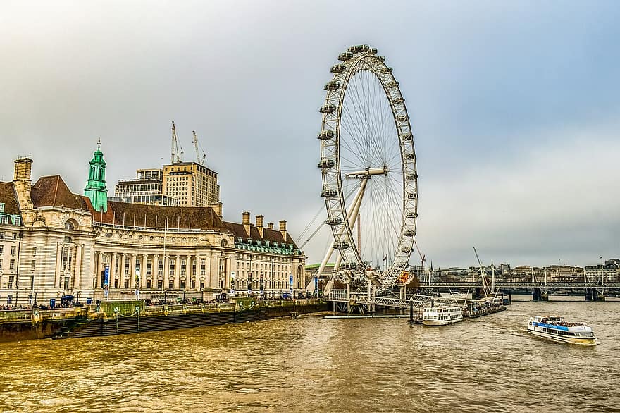 London Eye, ferris roată, Londra, Anglia, Reper, Tamisa, râu, arhitectură, Regatul Unit, oraș, turism