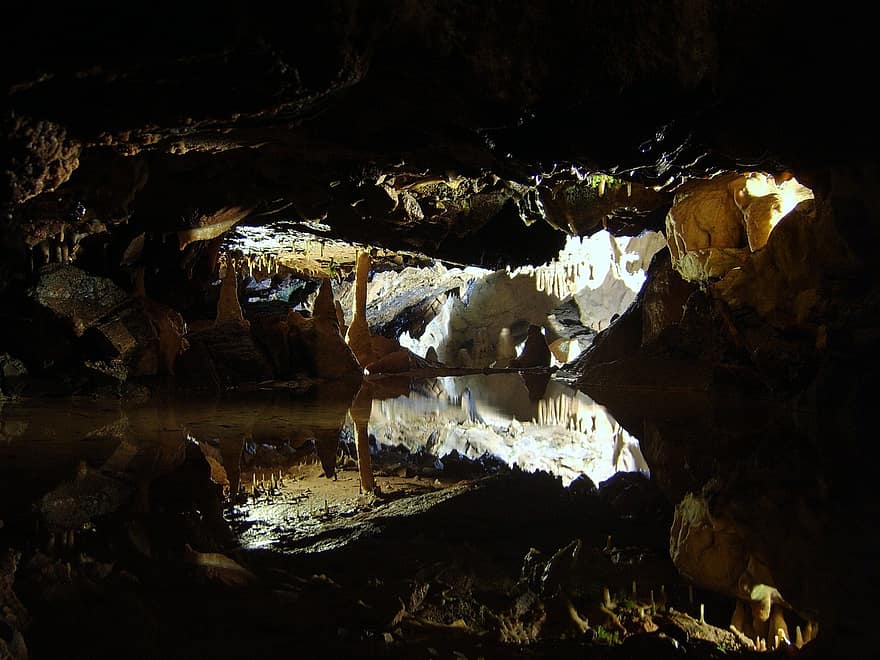 alu, stalaktīti, stalagmīti, pārdomas, ūdens, pazemes, dabiski, ģeoloģija, ģeoloģiski