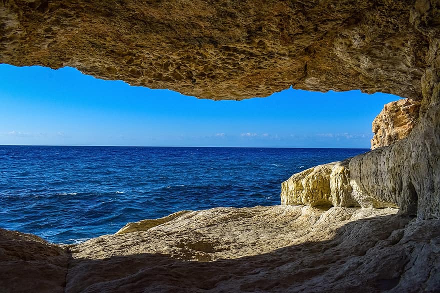 caverna, mar, natureza, janela, geologia, erosão, formação, Parque Nacional, cavo greko, Chipre