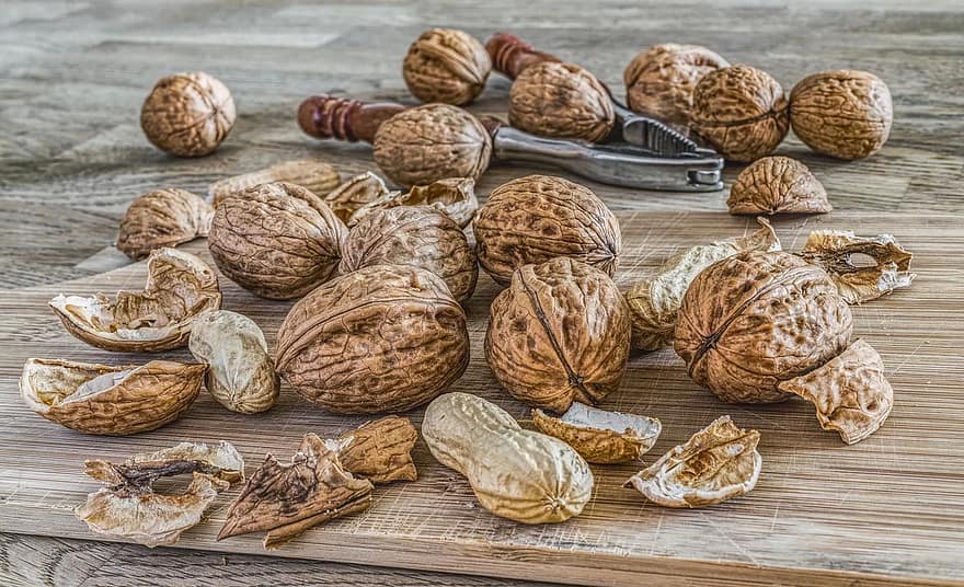 nueces, tazón de frutas, marrón, comer, comida, cáscara, de cerca, delicioso, bocadillo, sabroso, producto natural