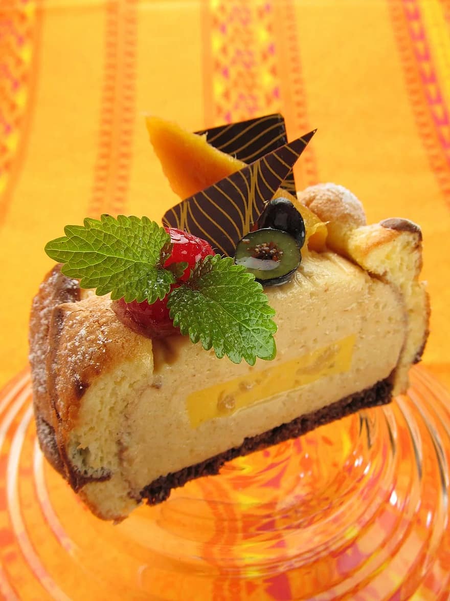 gâteau, Tahiti, mangue, dessert, fruit, sucré, des suites, aliments, été, France confiserie, menthe