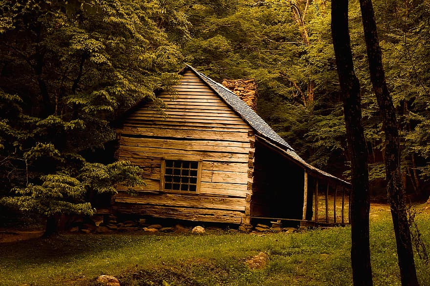 cuarto de troncos, paisaje, antiguo, punto de referencia, histórico, rústico, naturaleza, al aire libre, país, rural, bosque