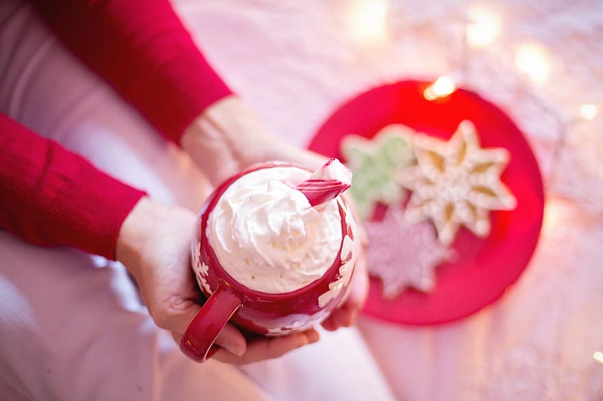 クリスマス、居心地の良い、ホットチョコレート、ココア、チョコレート、あたたかい、冬、慰め、マグ、ドリンク、カップ