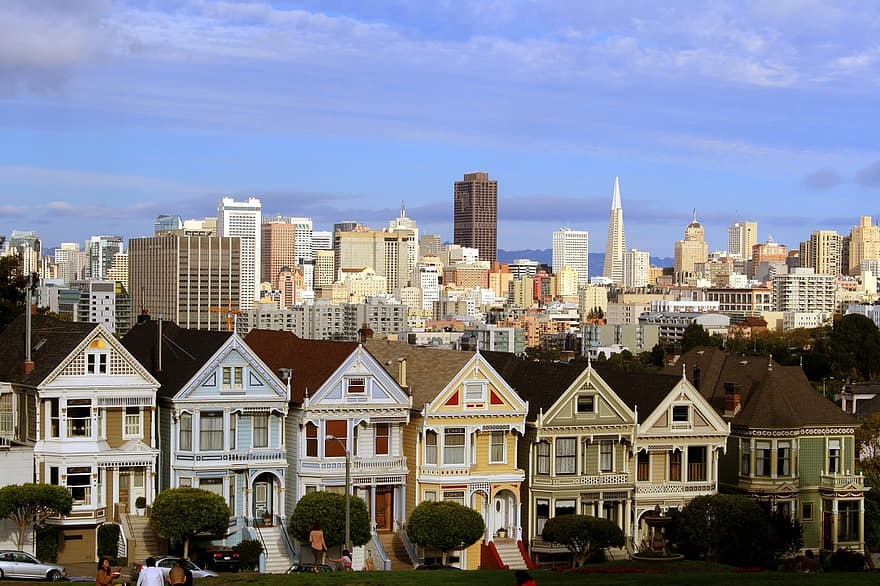 San Francisco, quartier, ville, paysage urbain, rue, maisons, architecture, Californie, vue, Urbain, centre ville