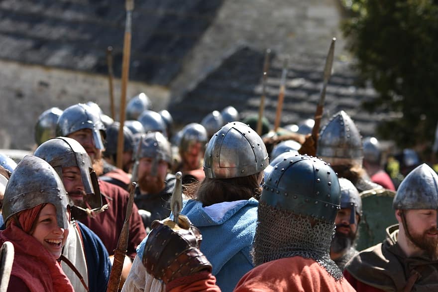 viking, reconstitution, les vikings, armure, médiéval, costume, bataille, personnes, foule, guerre, guerrier