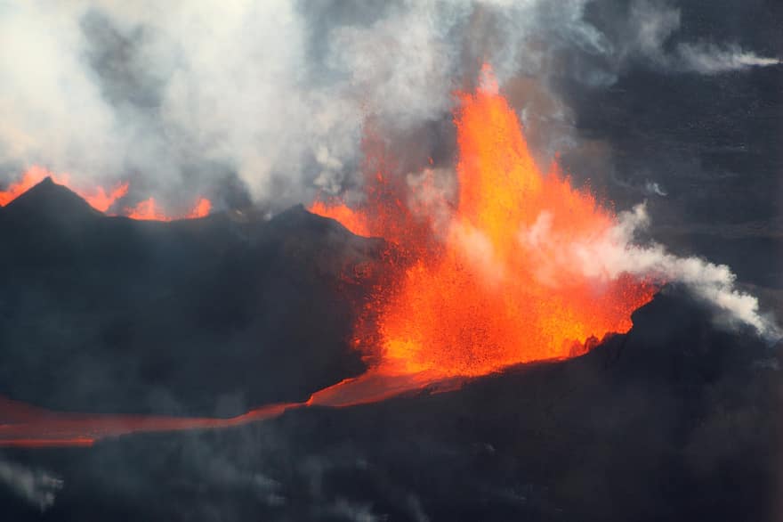 bardabunga, Nước Iceland, núi lửa, nóng bức, hơi nước, Sự phun trào núi lửa, phun trào, dung nham