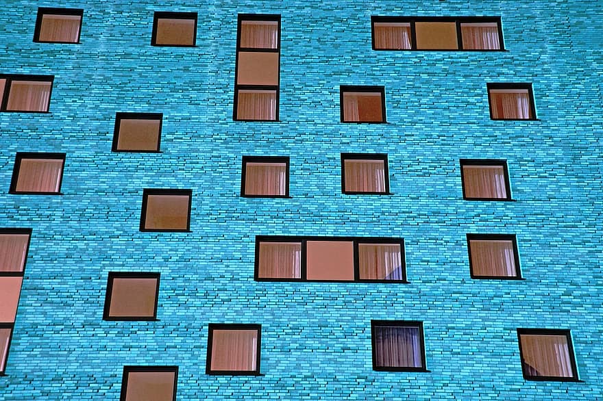 maison, bâtiment, mur, la fenêtre, façade, architecture, bleu, rectangulaire, structure