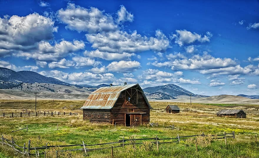 Montana, lato, maisema, luonnonkaunis, hdr, taivas, pilviä, vuoret, ala, laidun, näköala