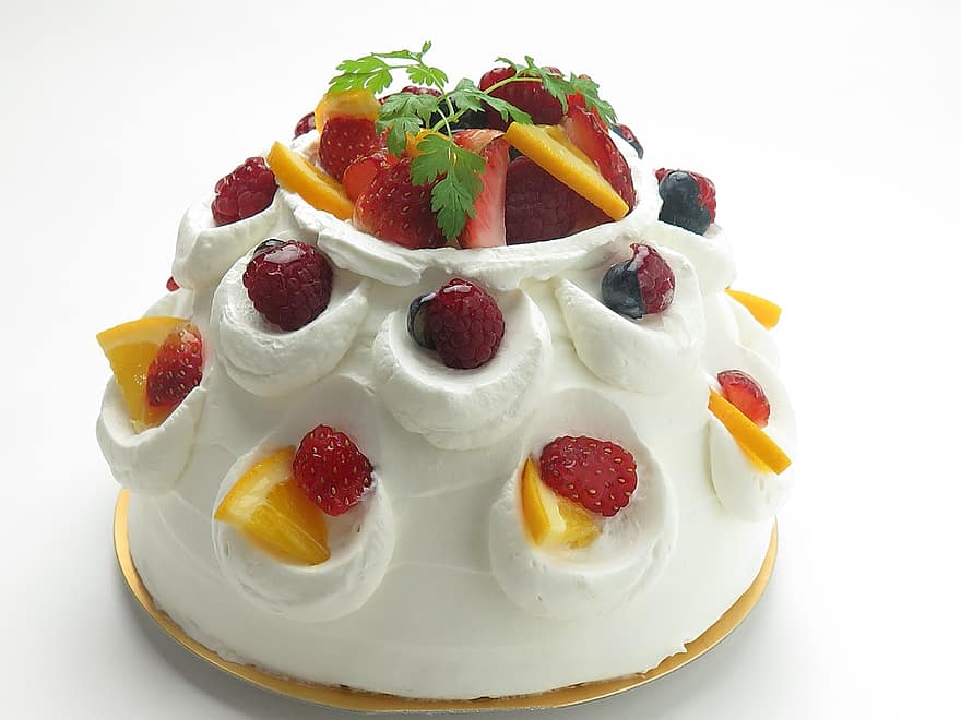 gâteau, moderne, des suites, gâteau sablé, fraise, fruit, vanille, Orange, framboise, aliments, crème