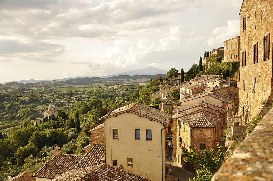 Italia, Toscana, ferien, reise, by, rekkehus, gammel, solen, arkitektur, Middelhavet, landskap