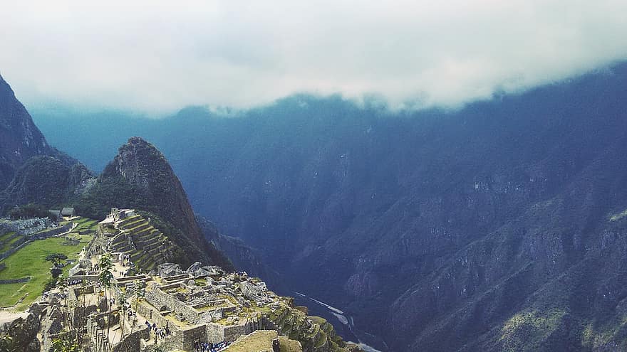 indiāņu cilts, inca izmēģinājums, gaisa skats, inca, machu, peru, macchu, pārgājiens, pievilcība, kalns, tiesu