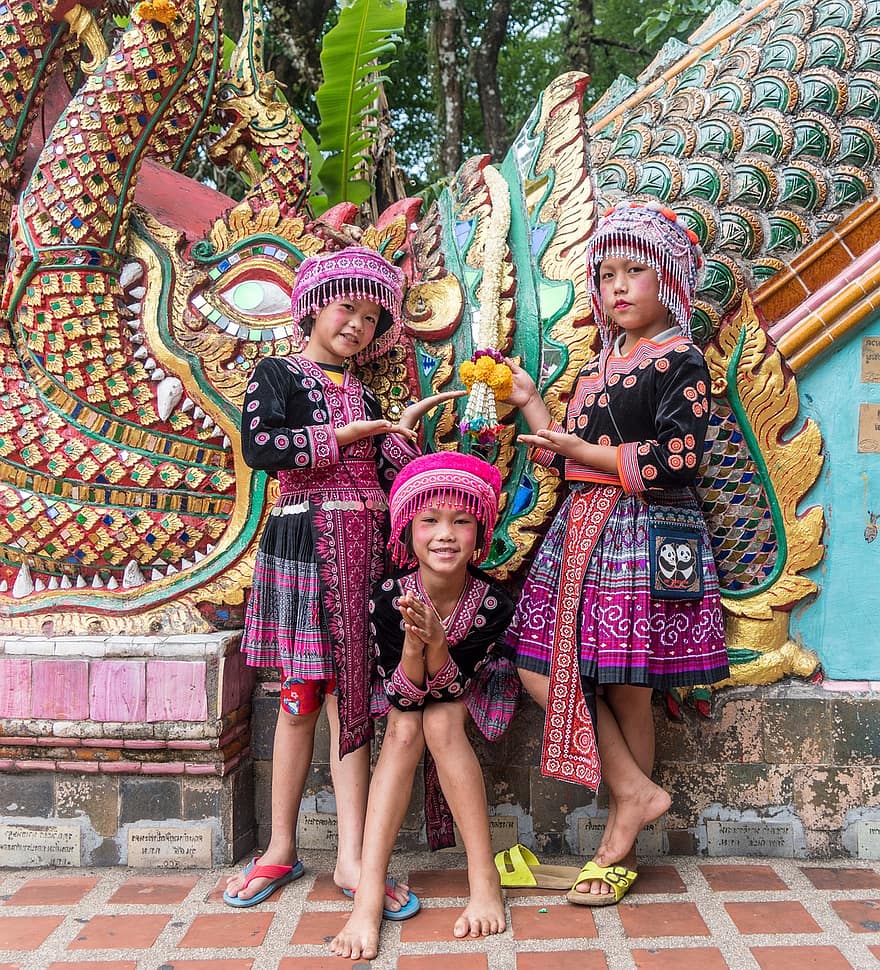 Chiang Mai, mennesker, person, barn jenter, thailand, portrett, barn, pike, kostymer, lykkelig, asiatisk