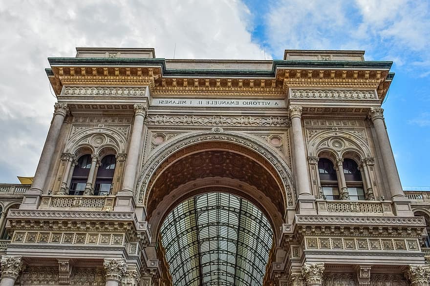 arkkitehtuuri, rakennus, kaupunki, kupoli, geometrinen, taivas, galleria vittorio emanuele ii, Milano, Italia, maamerkki, ostoskeskus