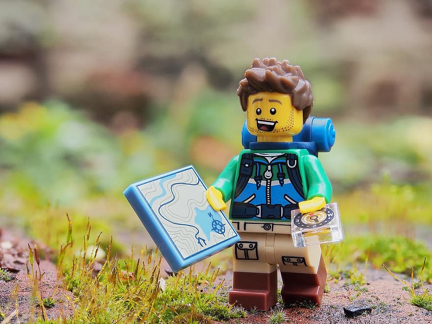 hiker, walker, rambler, lego, walk, explore, trek, hiking, walking, rambling, stroll