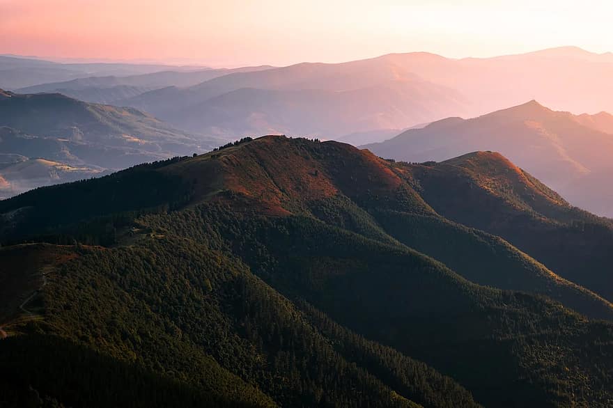 paysage, colline, Montagne, de plein air, le coucher du soleil