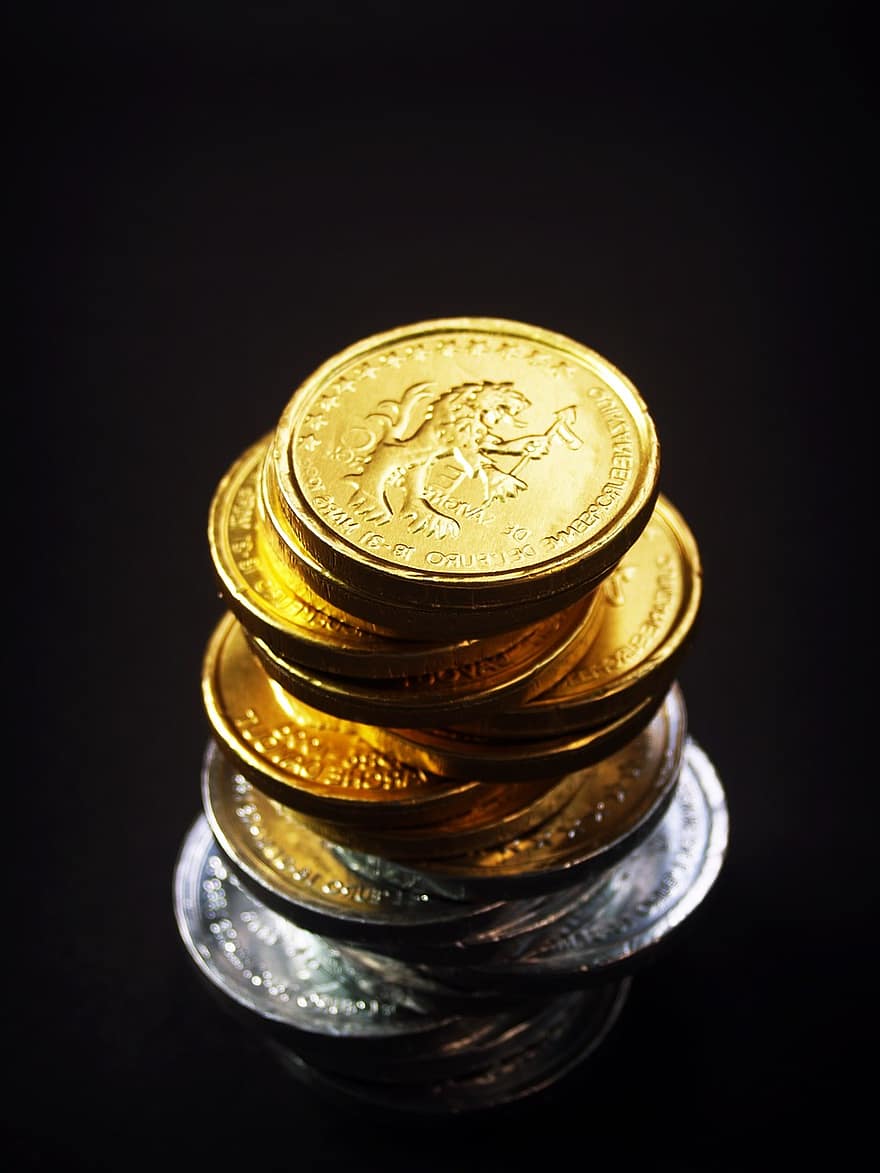 coin, gold, cash, isolated, tower, economy, rate, business, income, concept, column