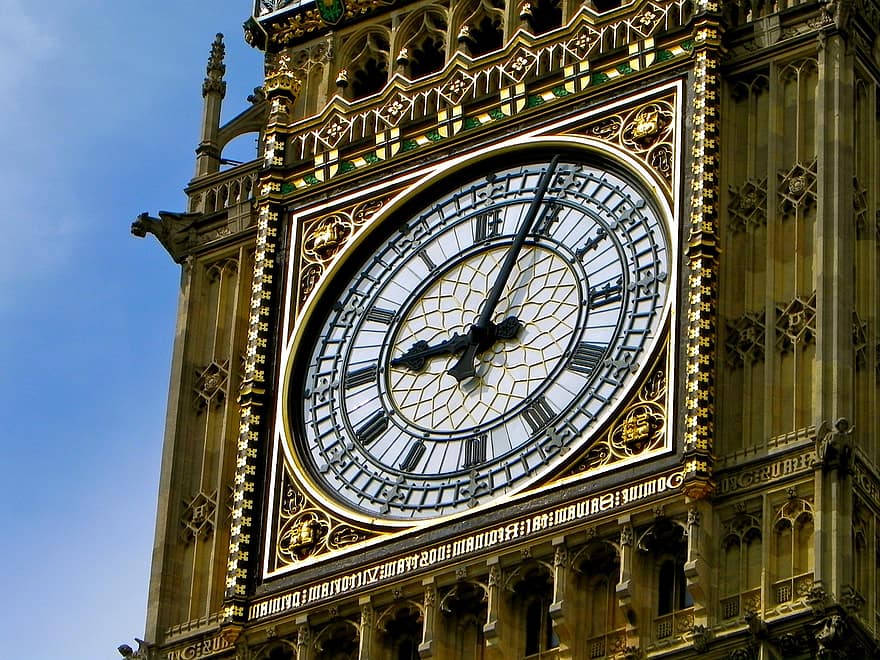 Big Ben, Uhr, London, England, ben, groß, Turm, Parlament, Wahrzeichen, Westminster, Vereinigtes Königreich