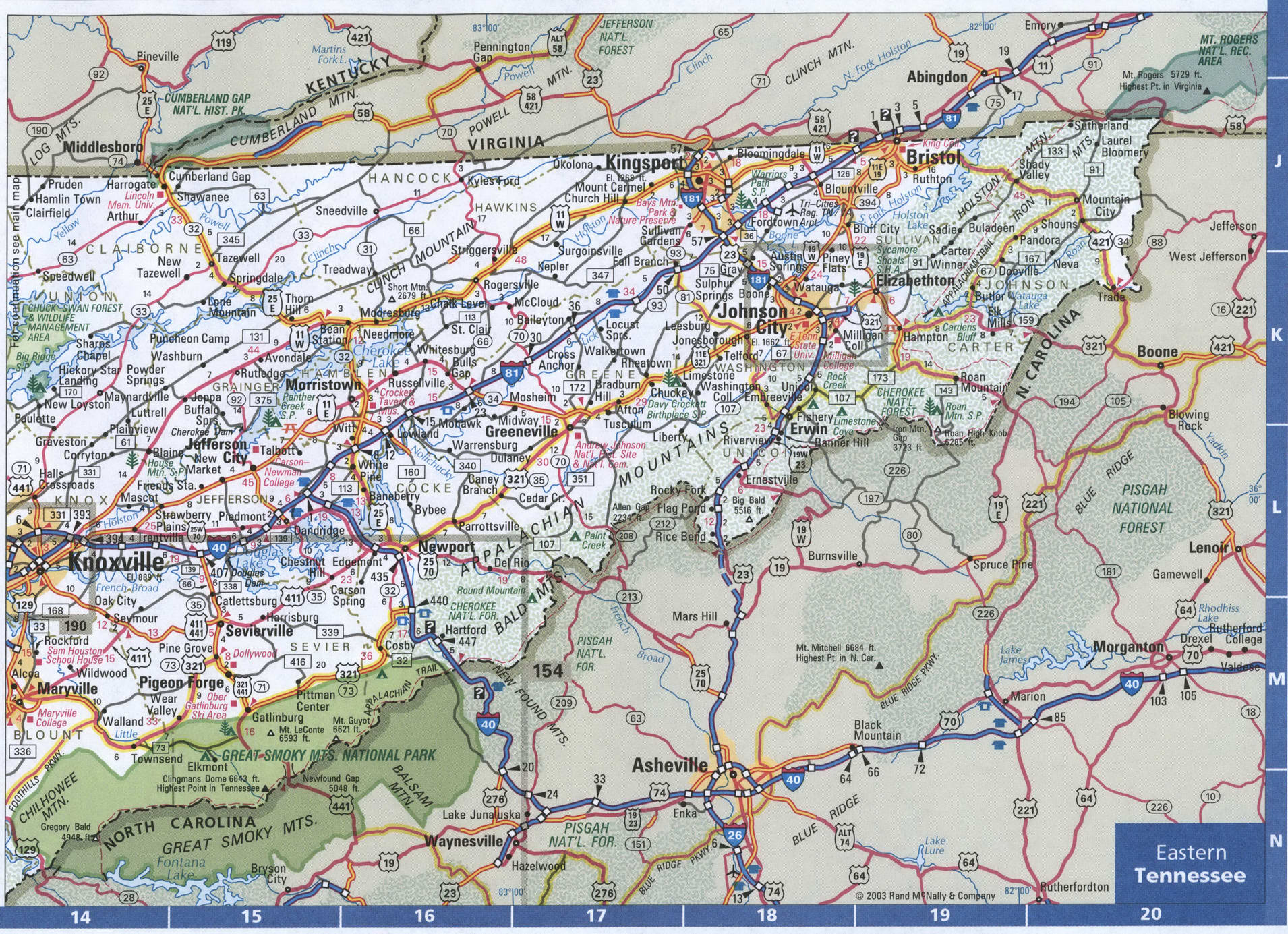 East Tennessee Map With Cities