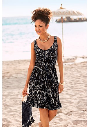 Sleeveless Printed V-Neck Dress product image (X29641.BKPR.1)