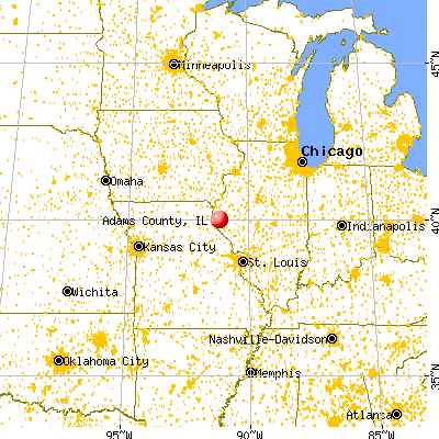 Adams County, IL map from a distance