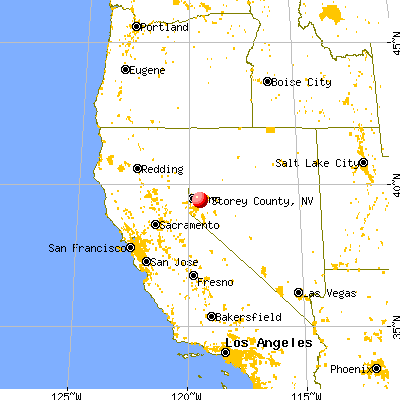 Storey County, NV map from a distance