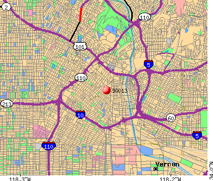 Downtown La Zip Code Map - Map of world