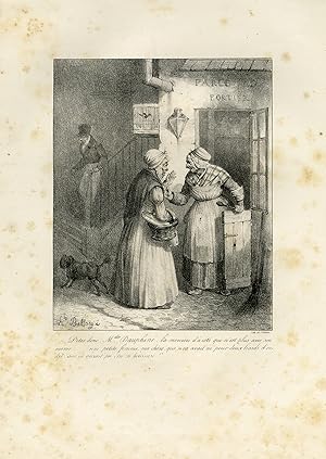 Seller image for Antique Master Print-Two old women gossiping-M'elle Dauphin-Bellange-1825 for sale by ThePrintsCollector