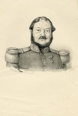 Seller image for Rare Antique Master Print-Portrait of an officer-Steuerwald-1837 for sale by ThePrintsCollector