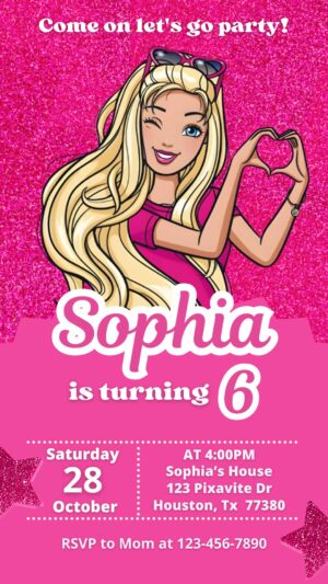 Editable Barbie Birthday Invitation Template | Sweet Invite