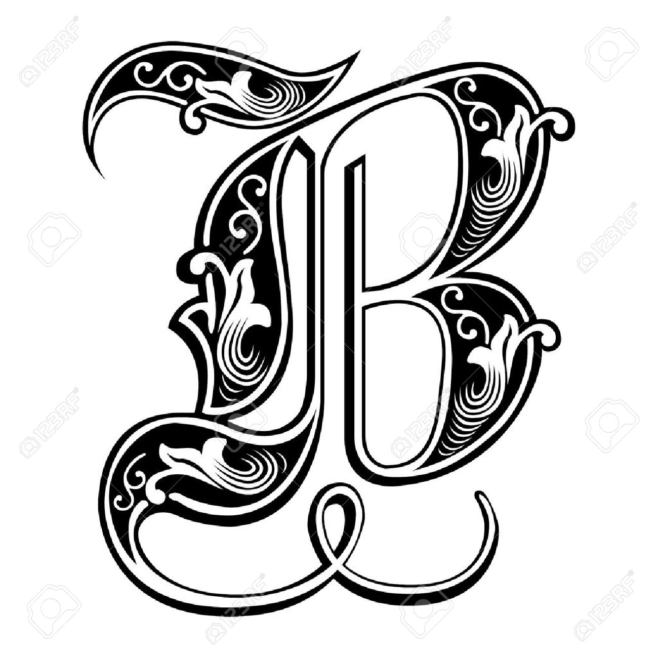 Beautiful Decoration English Alphabets, Gothic Style, Letter B ...